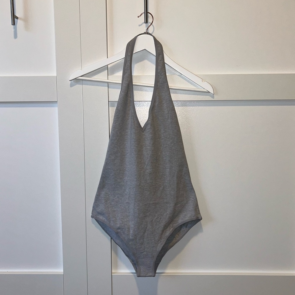 Gray American Apparel Womens Halter Top Bodysuit